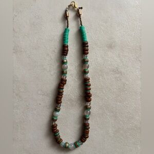Bohemian Beaded Necklace - Turquoise and Brown